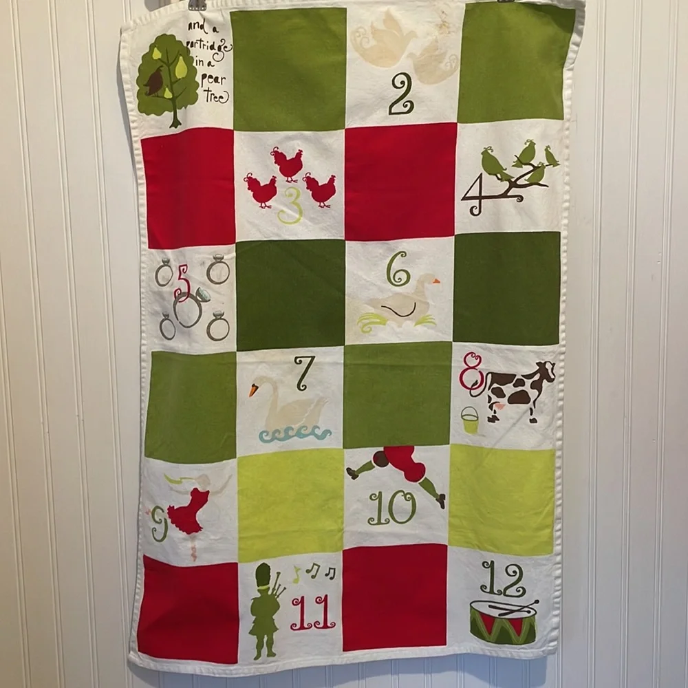 Crate&Barrel 12 Days Of Christmas Tea Towel